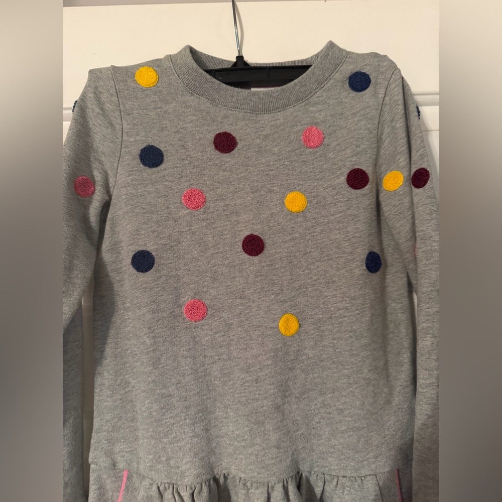 Mini Boden Gray Polka Dot Sweatshirt Dress Size 8-9 Girls - Picture 2 of 4